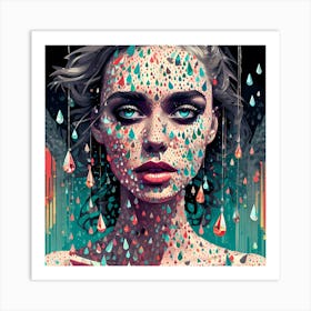 Girl With Abstract Drops On Her Beautiful Face Art Print