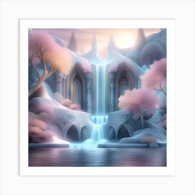 Ice Castle With Waterfall Art Print