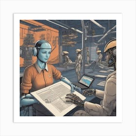 Robots In A Factory 4 Art Print