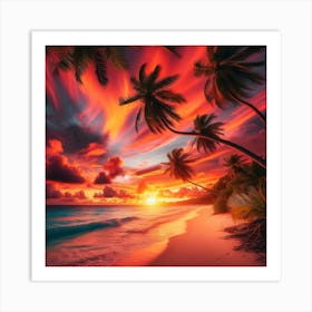 Sunset On The Beach 3 Art Print