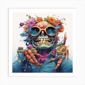 Skull With Flowers 6 Art Print