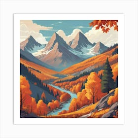 Graphic Design Autumn Peaks Art 3 Art Print