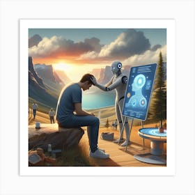 Man And A Robot Art Print