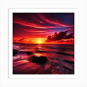 Sunset Over The Ocean 160 Art Print