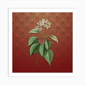 Vintage Pagoda Dogwood Botanical on Falu Red Pattern n.0082 Art Print