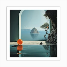 Orange Ball In A Pool Art Print