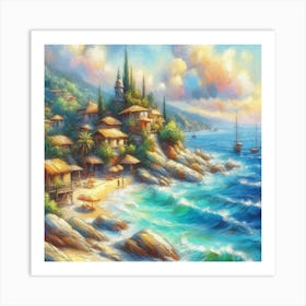 Seaside Village Art Print