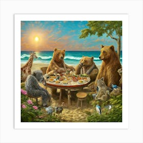 Bears At The Beach Art Print