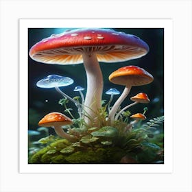 Mushrooms In The Forest 4 Art Print