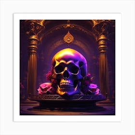 Skull And Roses Art Print