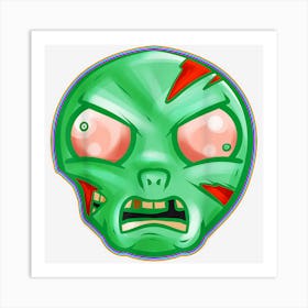 Kawaii Green Zombie Weird Looking Halloween Art Print