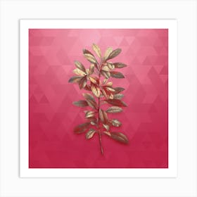 Vintage Firetree Plant Botanical in Gold on Viva Magenta n.0689 Art Print