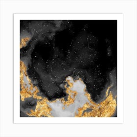 100 Nebulas in Space with Stars Abstract in Black and Gold n.073 Art Print