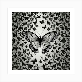 Butterfly - Black And White 1 Art Print