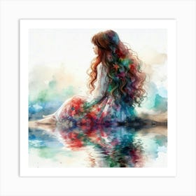 Watercolor Of A Girl Art Print