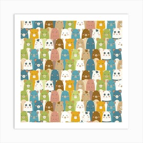 Pattern With Cartoon Animals 1 Art Print