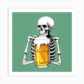 Skeleton With Beer Art Print