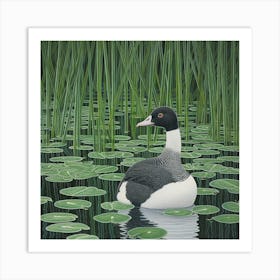 Ohara Koson Inspired Bird Painting Coot 2 Square Art Print