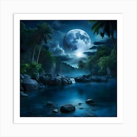 Full Moon In The Jungle Art Print