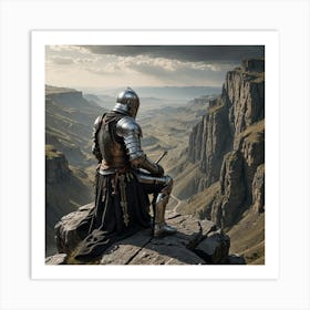 Knight On A Cliff Art Print