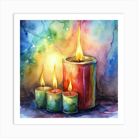 Watercolor Painting Of Candles Art Print