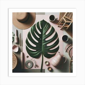 Large Monstera leaf 12 Art Print