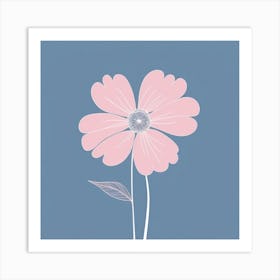 A White And Pink Flower In Minimalist Style Square Composition 343 Art Print