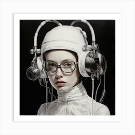 Girl With Headphones 1 Art Print