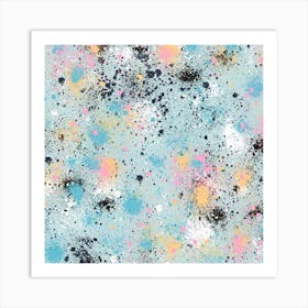 Ink Splatter Dust Blue Pastel Square Art Print