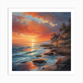 Sunset at the sea Art Print