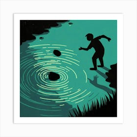 Man Jumping Into A Pond Art Print