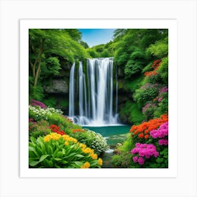 Waterfall In The Forest 27 Art Print