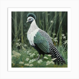 Ohara Koson Inspired Bird Painting Pheasant 1 Square Art Print