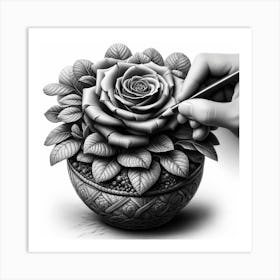 Roses In A Pot Art Print