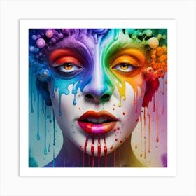 Rainbow Woman With Colorful Paint Art Print