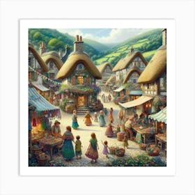 Village Market Art Print