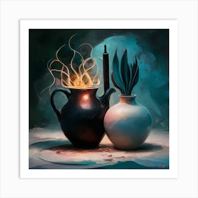 'Two Vases With Fire' Art Print