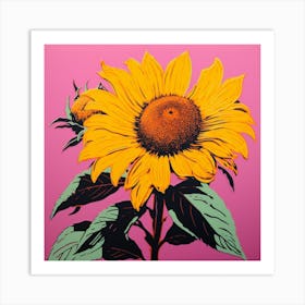 Sunflower 4 Pop Art Illustration Square Art Print