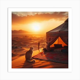 Bedouin Cat At Sunrise 1 Art Print