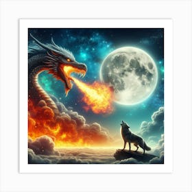 Dragon Wolf Companion Art Print