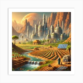 A Prehistoric Scene Depicting Ancient Civilization On Mars Art Print