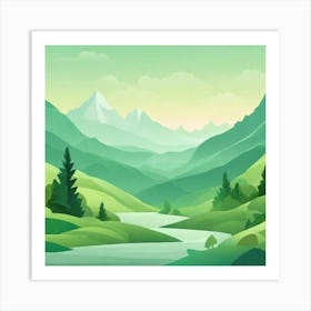 Misty mountains background in green tone 203 Art Print