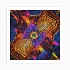 Octagonal Fractal Patternradiant Multicolour Luminousneonsynthography Abstract By Jacob Law 669169604 Art Print