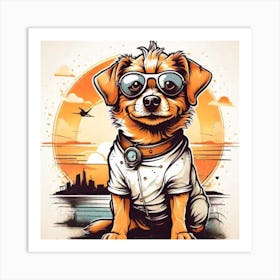 Dog With Sunglasses Art Print