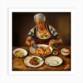 Nigerian Woman At Table Art Print