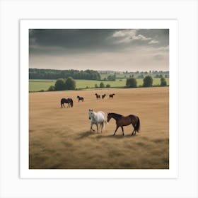 Horses In A Field 5 Art Print