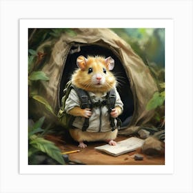 Hamster In A Backpack 3 Art Print
