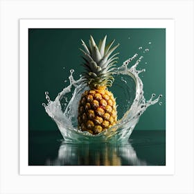 Pineapple Splashing Water Art Print