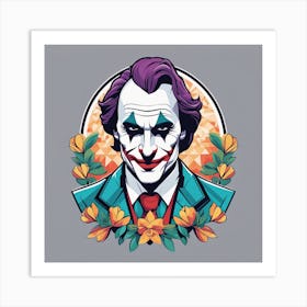 Joker Portrait Low Poly Painting (1) Art Print