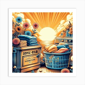 Laundry day and laundry basket 8 Art Print